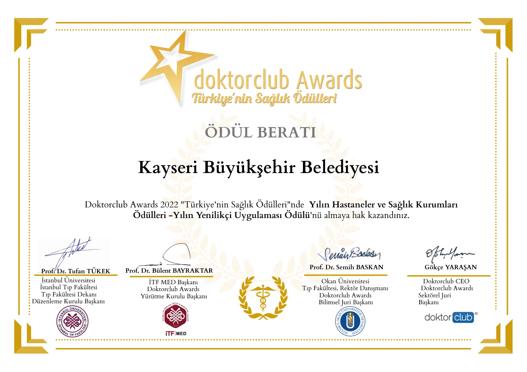 BAŞKAN BÜYÜKKILIÇ’A “HOSPİCE” PROJESİ TEBRİĞİ