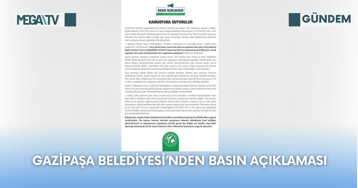 Gazipaşa Belediyesi’nden Basın Açıklaması