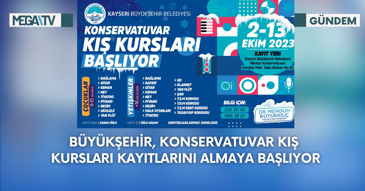 Büyükşehir, Konservatuvar Kış Kursları Kayıtlarını Almaya Başlıyor