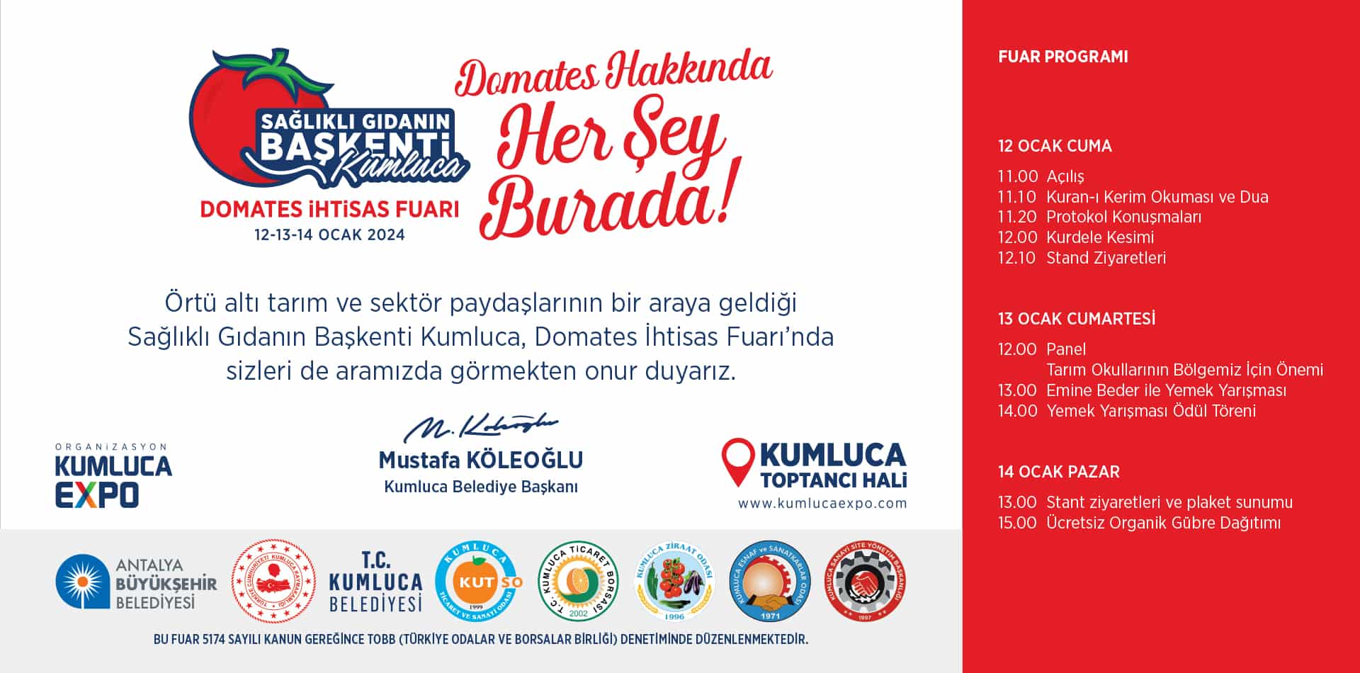 Kumluca’da Domates İhtisas Fuarı başlıyor!
