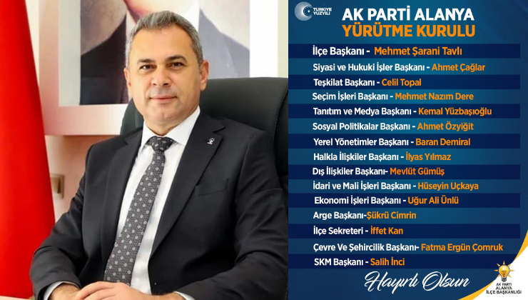 AK Parti Alanya’da Yeni Yürütme Kurulu Belli Oldu