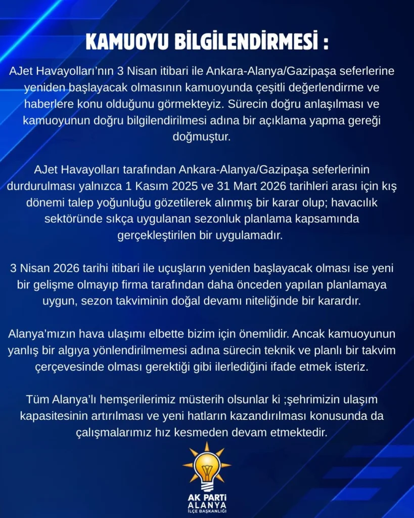 AJet Alanya Seferleri Başlıyor: "Yeni Gelişme Yok, Sezonluk Planlama Yapıldı" - Mega TV Instagram post 6 4 - Mega TV