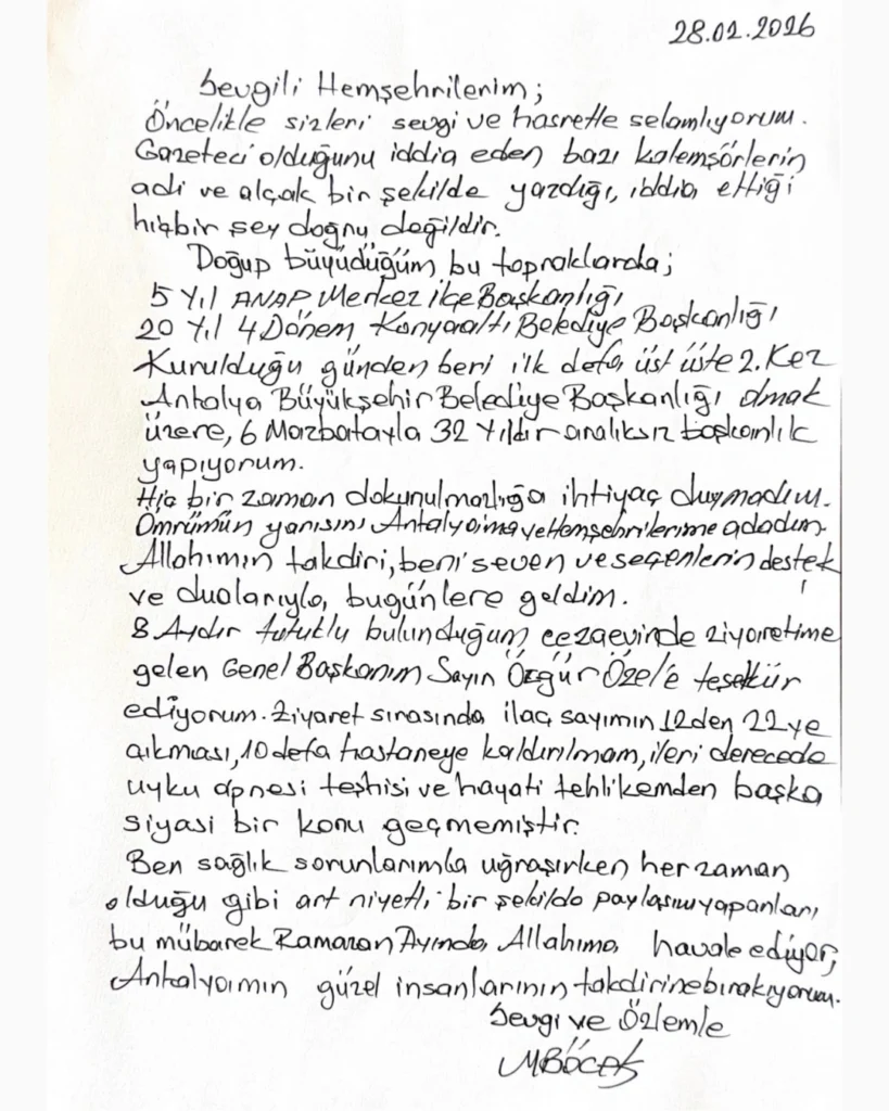 Başkan Böcek’ten Mektup: “32 Yıldır Dokunulmazlığa İhtiyaç Duymadım” - Mega TV Instagram post 9 - Mega TV