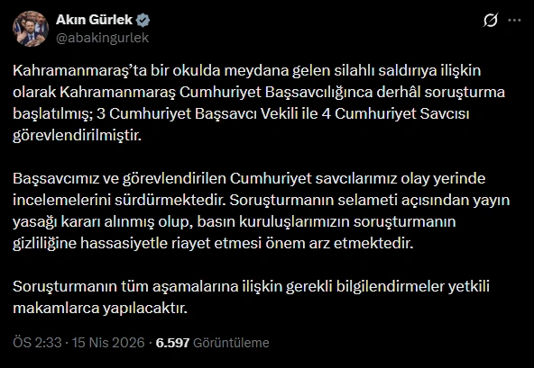 SON DAKİKA! Kahramanmaraş’ta Ortaokulda Silah Sesleri: Can Kaybı ve Yaralılar Var - Mega TV adalet bakani - Mega TV