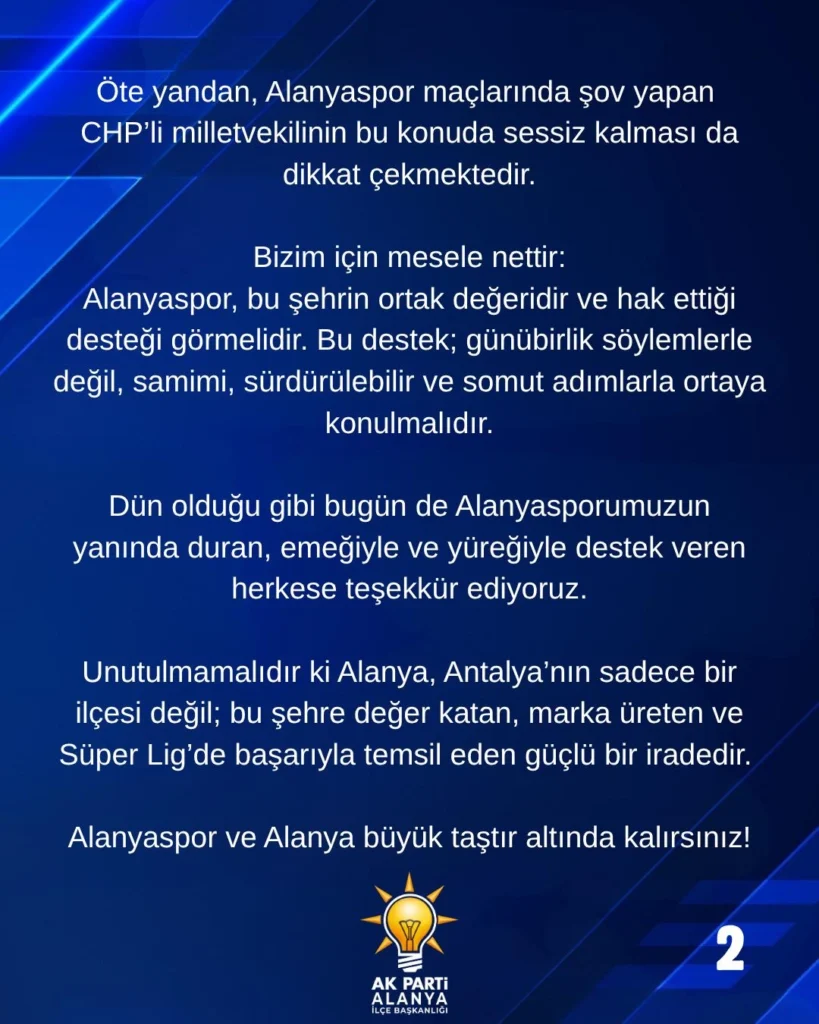 Alanyaspor Maçı Öncesi Otobüs Tartışması: AK Parti Alanya’dan “Çifte Standart” Tepkisi - Mega TV alanya 1 1 1 - Mega TV