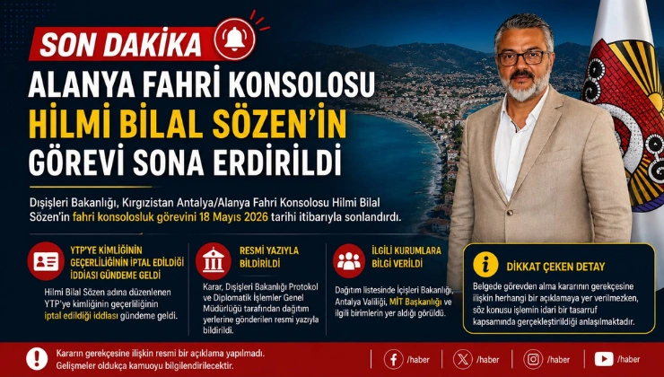 ALANYA’DA DİKKAT ÇEKEN GELİŞME: KIRGIZİSTAN FAHRİ KONSOLOSU HİLMİ BİLAL SÖZEN’İN GÖREVİ SONA ERDİRİLDİ
