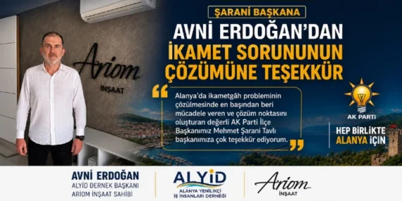 Ariom İnşaat Sahibi ALYİD dernek başkanı Avni Erdoğan’dan Mehmet Şarani Tavlı’ya Teşekkür Mesajı