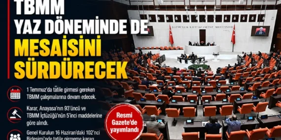 TBMM Yaz Döneminde de Mesaisini Sürdürecek
