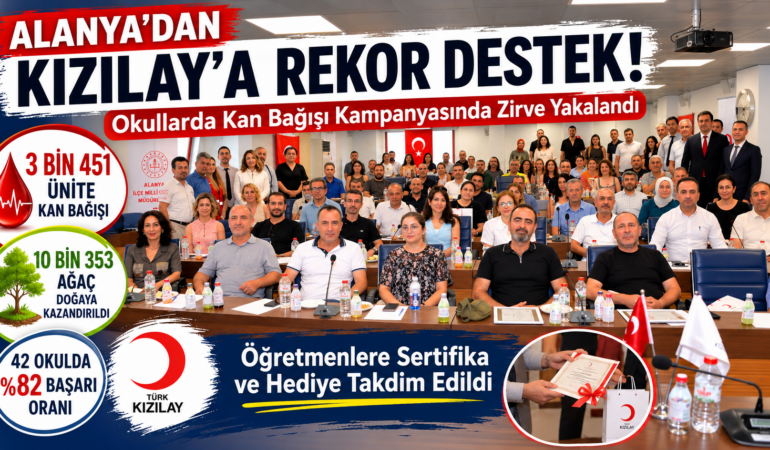 Alanya’da Okullardan Kızılay’a Rekor Destek: 3 Bin 451 Ünite Kan Bağışı