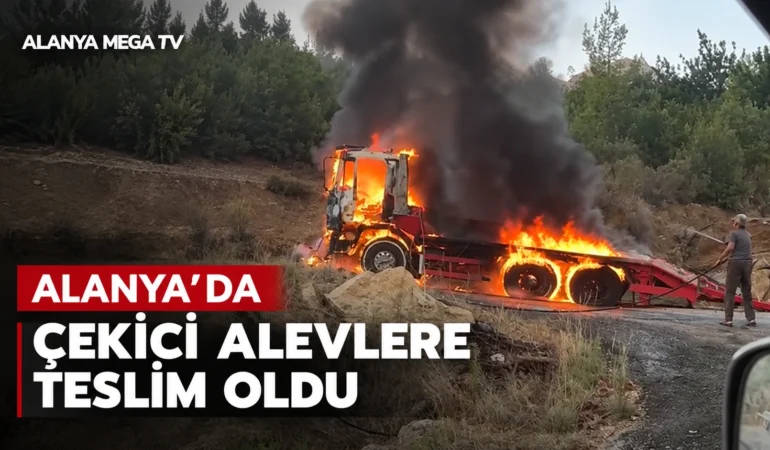 Alanya’da çekici alevlere teslim oldu