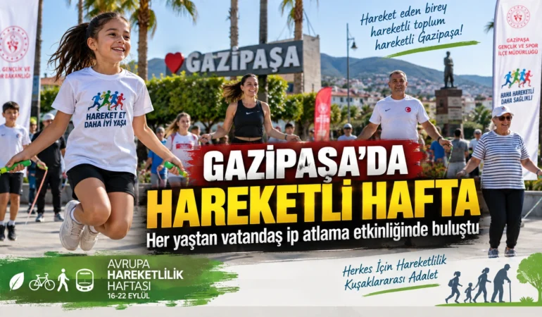 Gazipaşa’da Avrupa Hareketlilik Haftası’nda ip atlama etkinliği