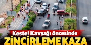 Kestel Kavşağı öncesinde zincirleme kaza