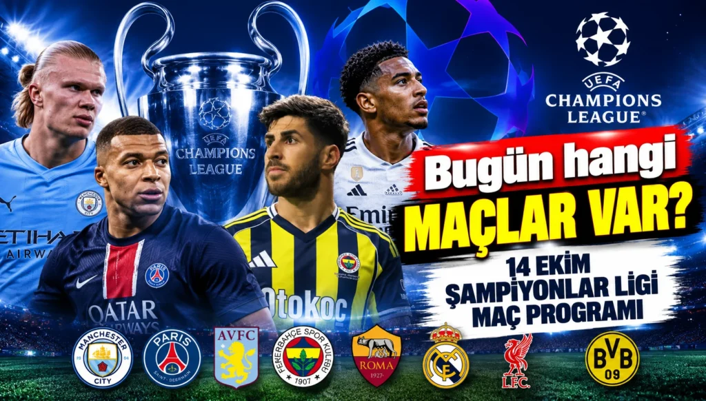 Bugün hangi maçlar var? 14 Ekim Şampiyonlar Ligi maç programı - Mega TV Bugün hangi maçlar var? 14 Ekim Şampiyonlar Ligi maç programı